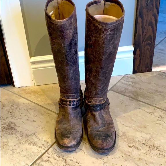Frye distressed leather riding boots - Picture 3 of 3